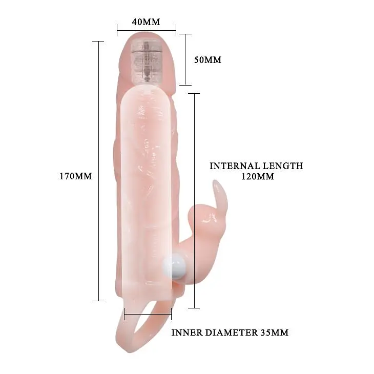 Насадка на пенис Baile Brave Men Vibro Penis Sleeve 17 см телесный - фото 4