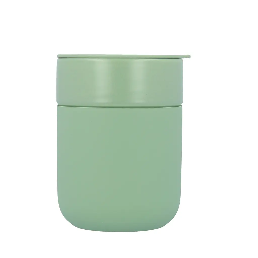 Кофейные чашки 295 мл с крышками OldBro Cute Travel Mugs с защитным силиконовым чехлом Olive - фото 2