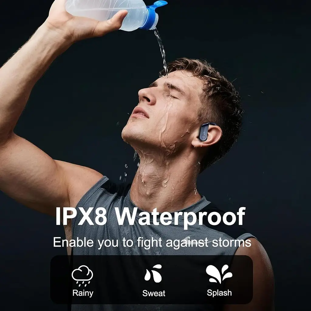 Бездротові спортивні навушники Ordtop Bluetooth 5.4 із захистом IPX8 та LED екраном - фото 3