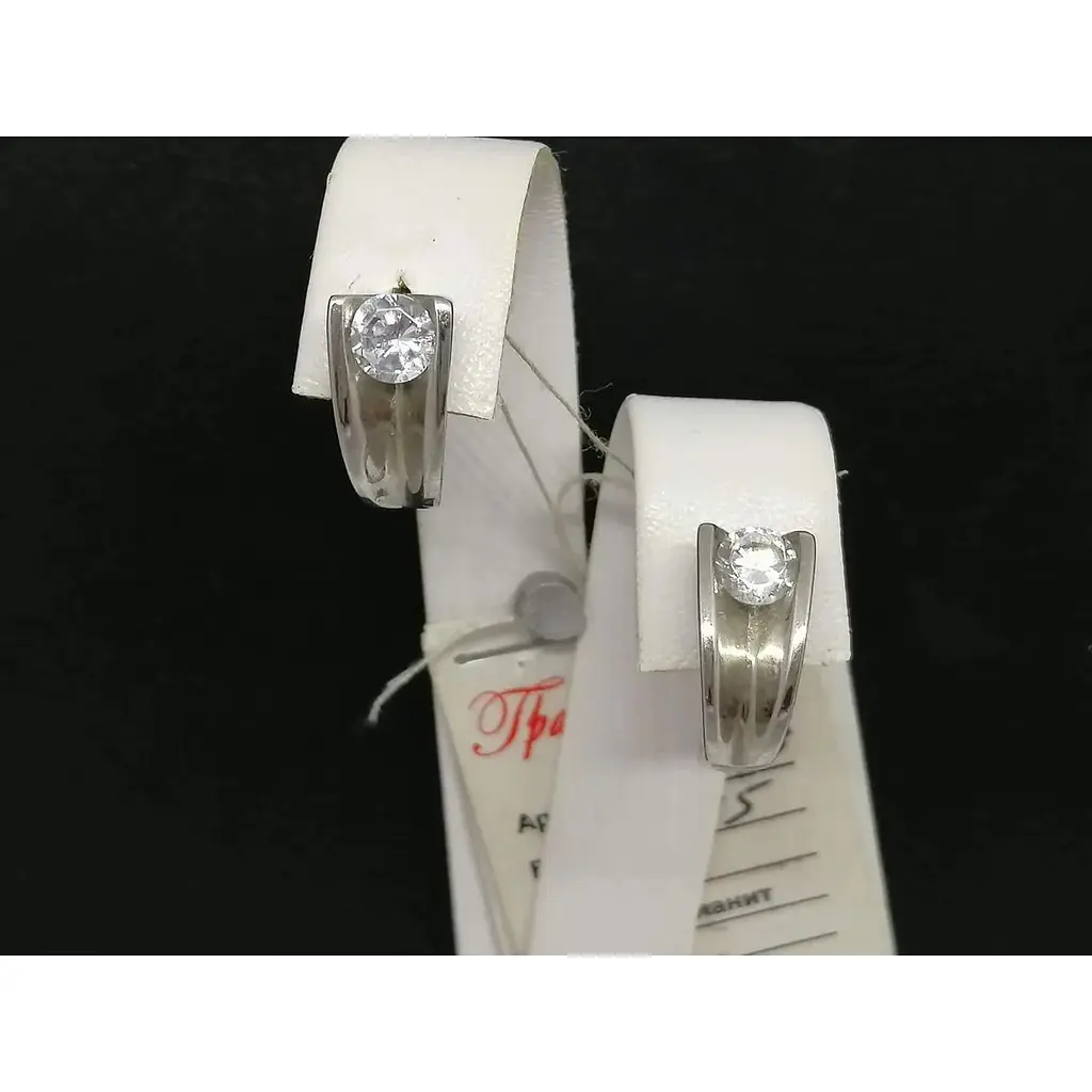 Срібні сережки Гранд Стиль з фіанітами. С2129 - фото 3