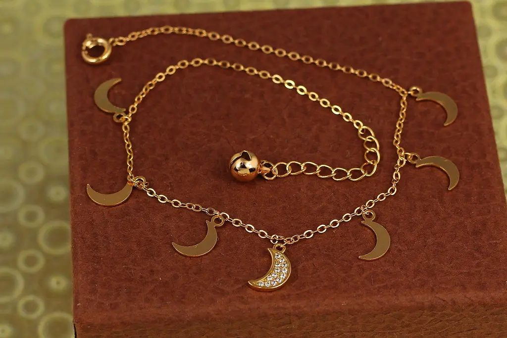 Браслет Xuping Jewelry на ногу сім місяців 23 см 1 мм подовжувач 3 см золотистий