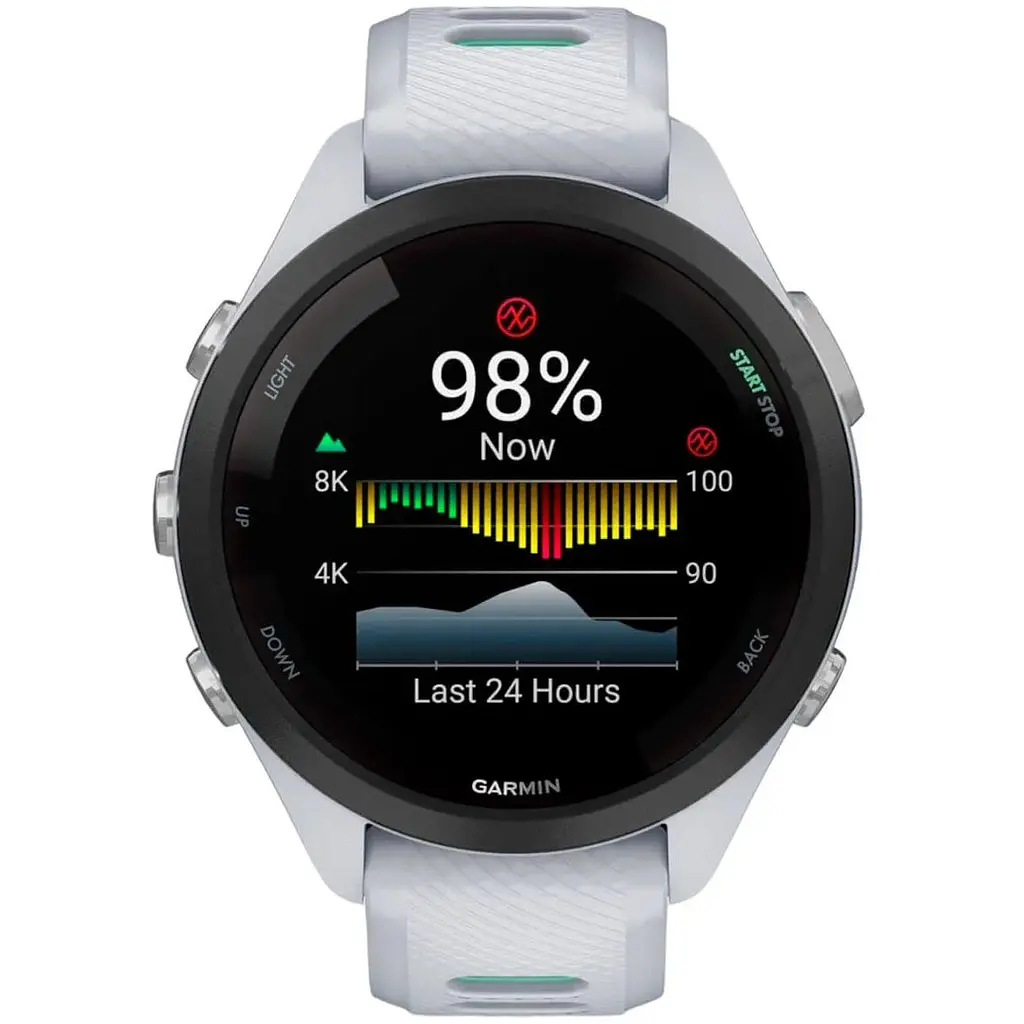 Смарт-годинник Garmin Forerunner 265S Black Bezel with Whitestone Case and Whitestone/Neo Tropic Silicone Band (010-02810-54) - фото 8
