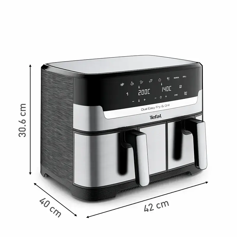 Аерогриль Tefal Easy Fry Dual Essential 2700 Вт чорний (EY901N10) - фото 2