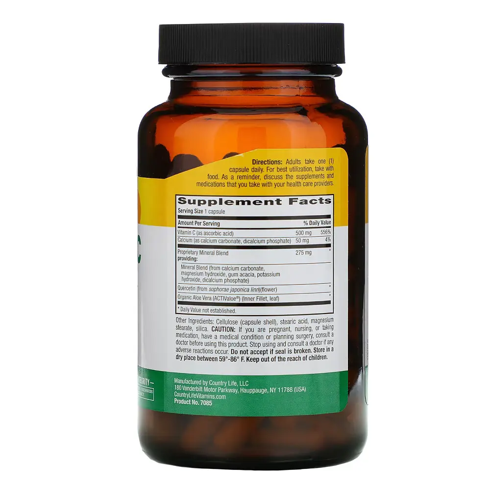 Витамины и минералы Country Life Buffer-C 500 mg, 120 вегакапсул - фото 2