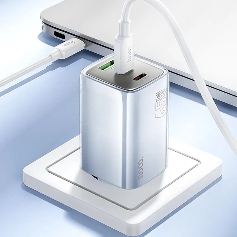МЗП Hoco N49 Glorious PD65W (1USB-A/2C) Blue - фото 5