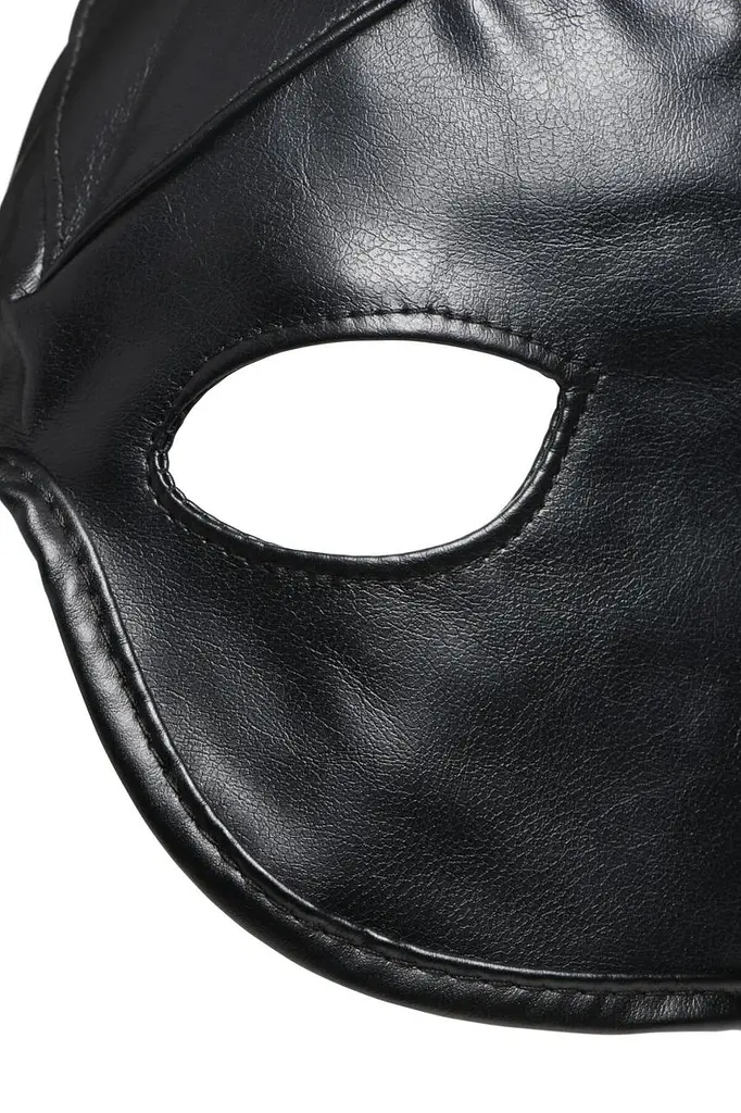 Маска Master Series Dungeon Demon Bondage Mask with Horns - Black - фото 5