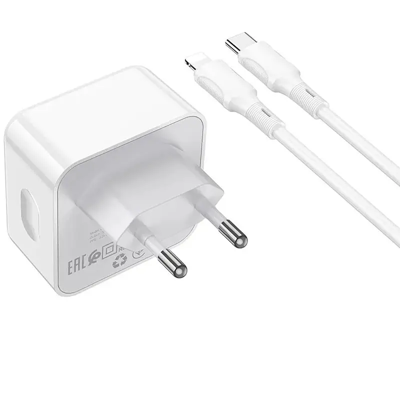 МЗП Borofone BA76A Source PD35W (2USB-З) + кабель Type-C to Lightning White - фото 4
