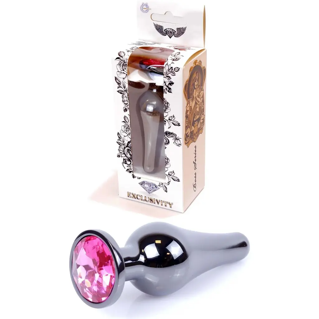 Анальна пробка Boss Of Toys Boss Series - Jewellery Dark Silver Butt Plug Pink, BS6400053, Срібний / Яскраво-рожевий - фото 7