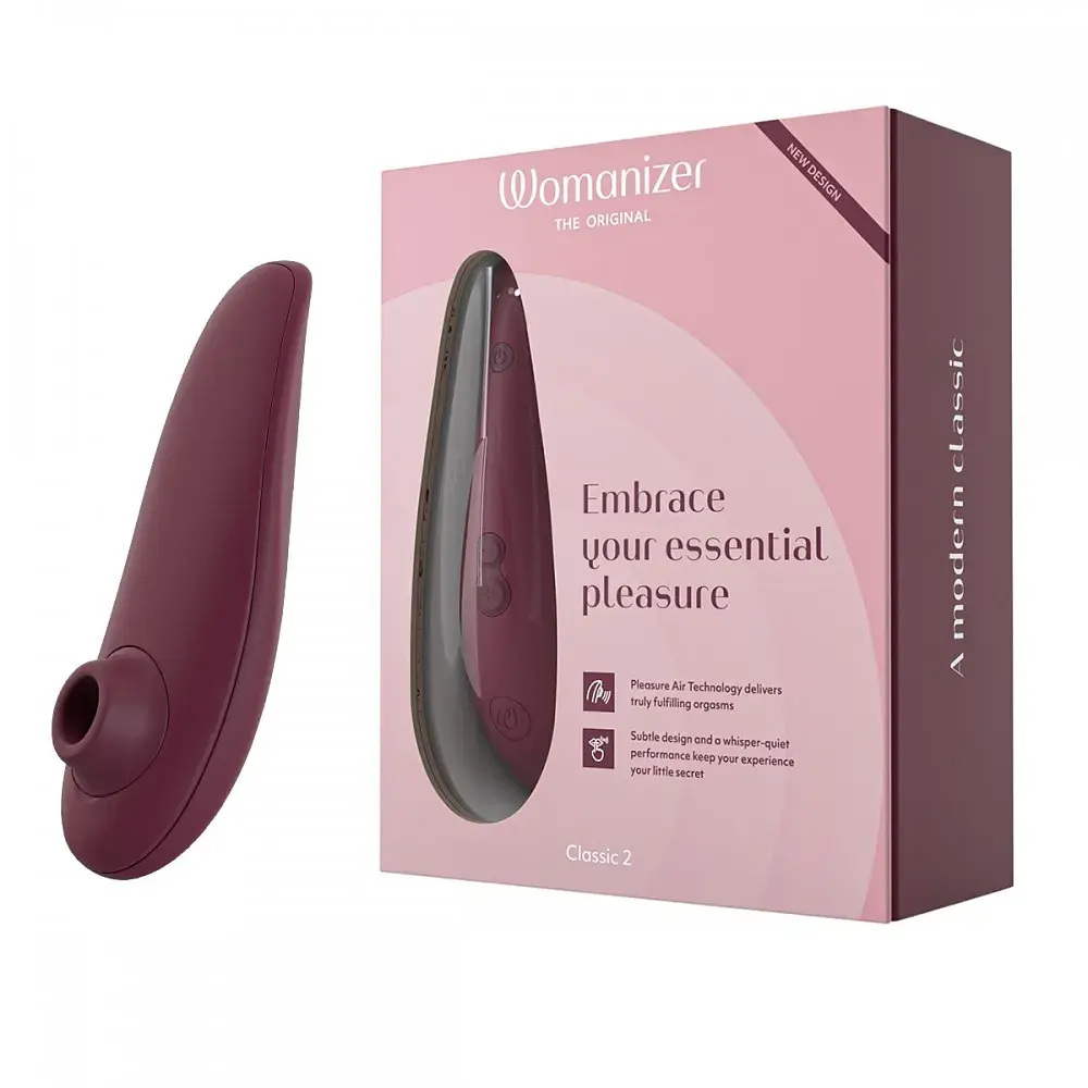 Лубрикант Womanizer Classic 2 + 50 мл- Інноваційний вакуумний стимулятор клітора, 14.8х4.8 см бордовий - фото 27