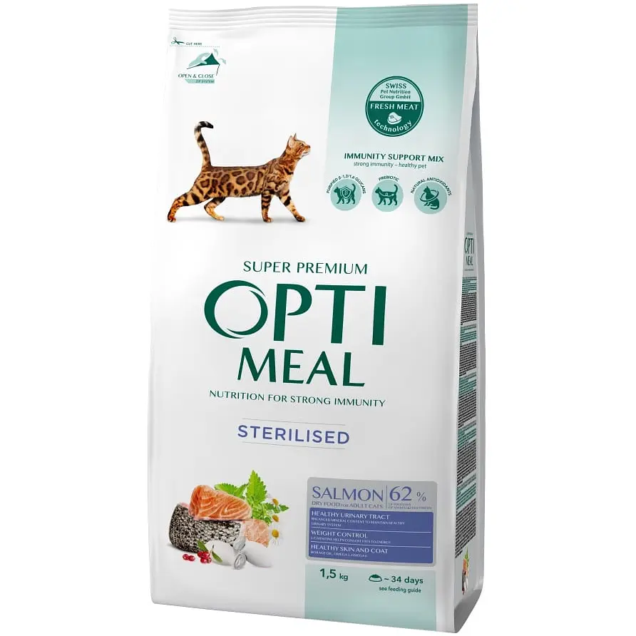 Сухий корм для стерилізованих кішок Optimeal Adult Cat Sterilised із лососем 10 кг