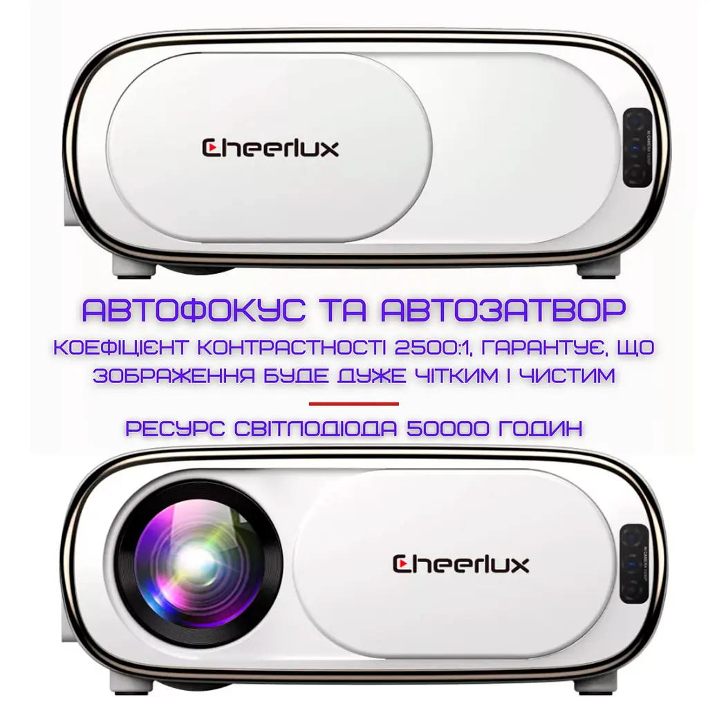 Портативний wifi міні led проектор android 9.0 full hd 1920*1080 p 4000 lumen з динаміком Cheerlux teh0032252 - фото 6