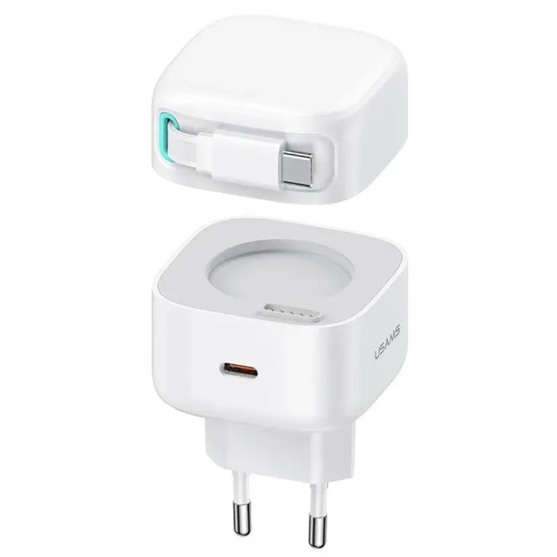 МЗП US-CC202 GaN With Type-C Magnetic Retractable Cable Module XMF Ser. 35W (2USB-C) White Usams teh0029653 - фото 2