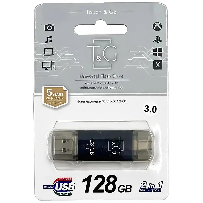 Флеш-накопитель TG 009 Star Series 2in1 USB 3.0 (USB-A/C) - 128GB Черный - фото 3