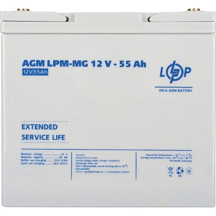Акумулятор LogicPower AGM-MG 12V/55Ah/660Wh [3873] [109178] - фото 4