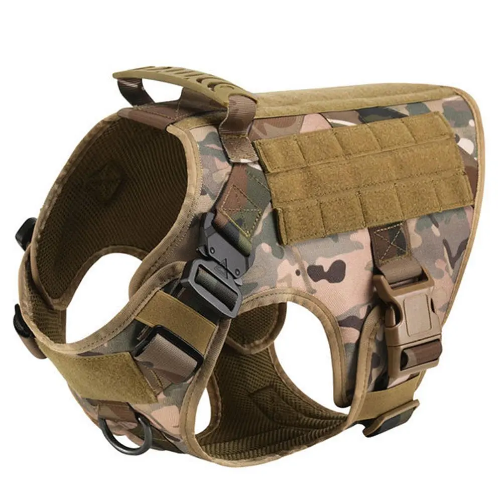 Шлейка для собак Tactical K9, металева пряжка фастекс і система MOLLE Камуфляж, L