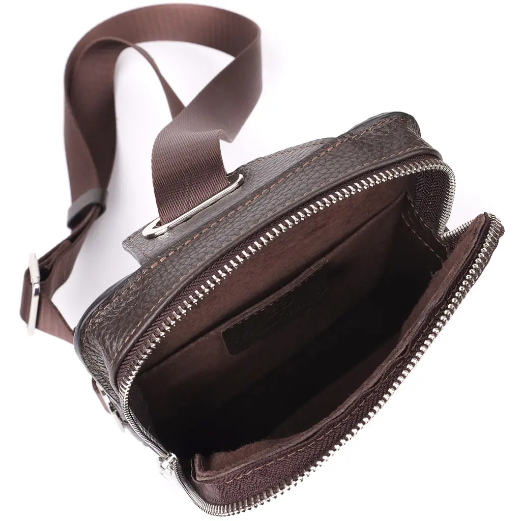 Прямоугольная сумка бананка из зернистой натуральной кожи GRANDE PELLE 15х20,5х4 см sum0027423 - фото 7