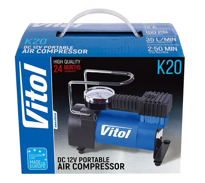 Автомобільний компресор Vitol 100psi 12Amp 35л R13-15 прикурювач (K-20) - фото 8
