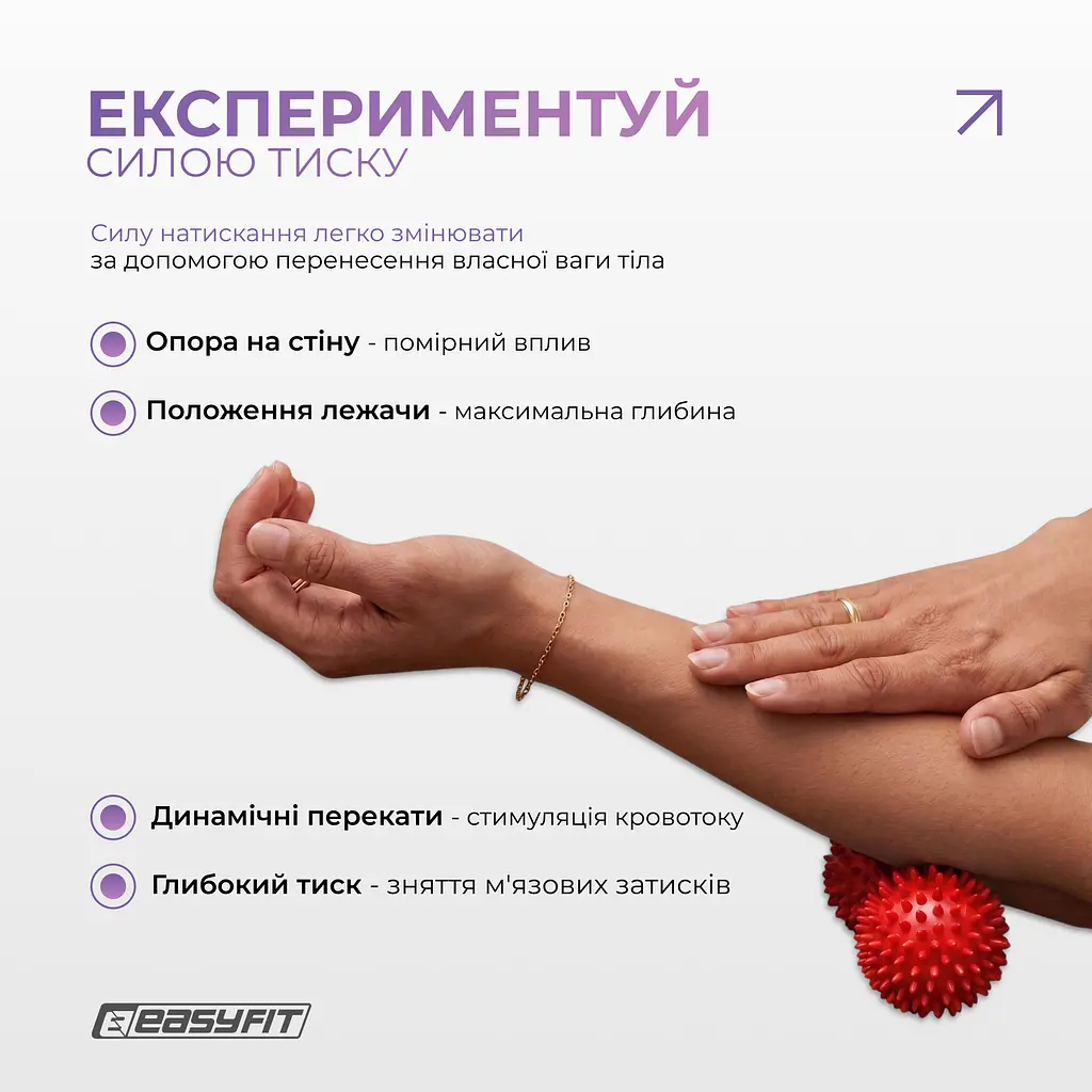 Масажний м'ячик EasyFit Goober з шипами червоний - фото 6