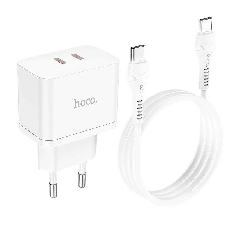 Комплект блок и кабель зарядные Hoco N29 Triumph Type-C to Type-C charger set белый - фото 2
