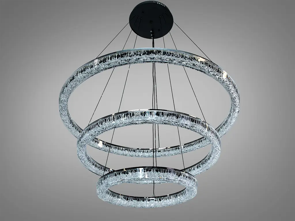 Сучасна підвісна LED люстра Diasha 1712/800+600+400BK з трьома кільцями, чорна, 125 W, освітлення 10-25 м2 - фото 4