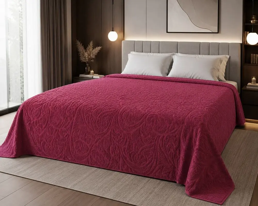 Простирадло махрове жакардове Parisa Home 200х220 щільність 400 г/м2 бордо