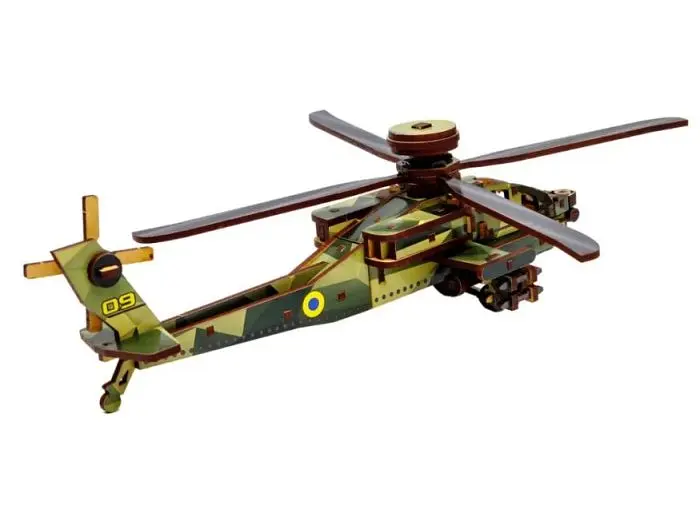 Дерев'яний 3D конcтруктор Sky Chopper, Puzzleоk (Puz-00954), 125 дет. - фото 4