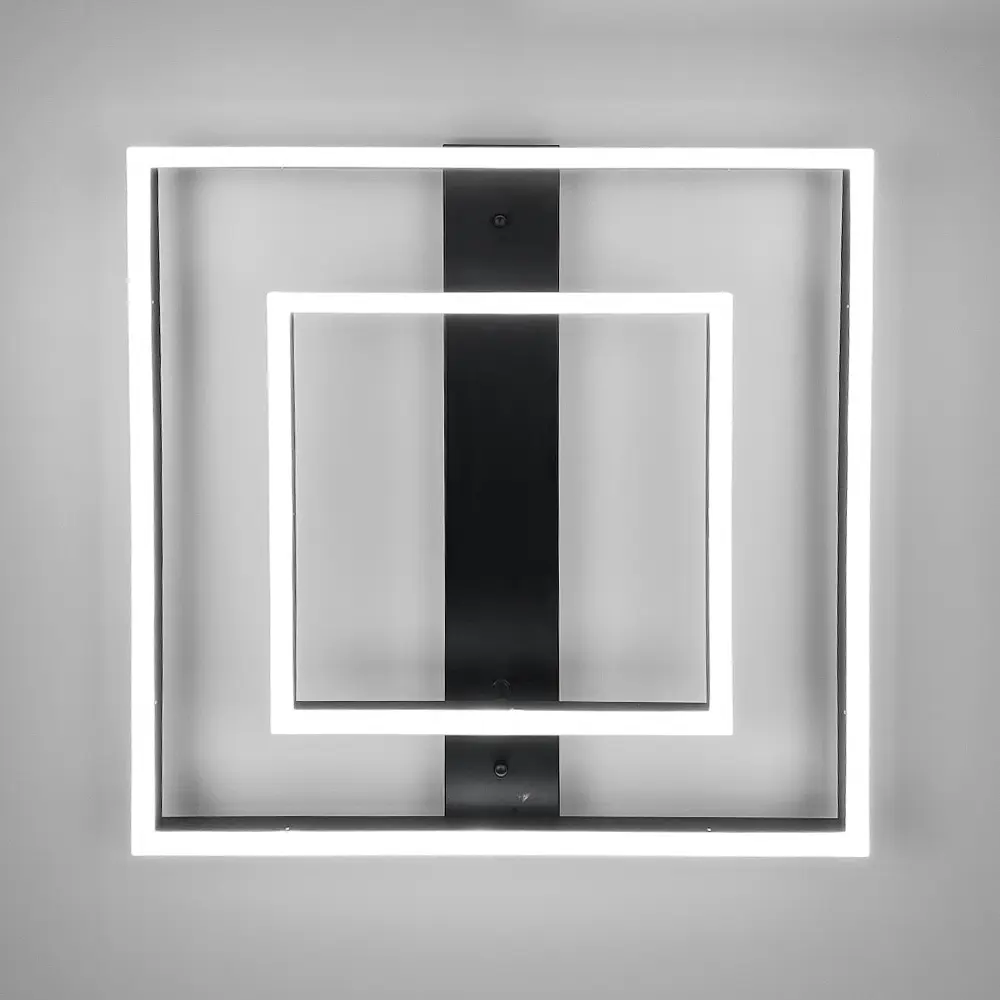 Сучасний LED-світильник у чорному корпусі із двох квадратів 50х50 см | Line F | Арт. 331-500 BK - фото 5