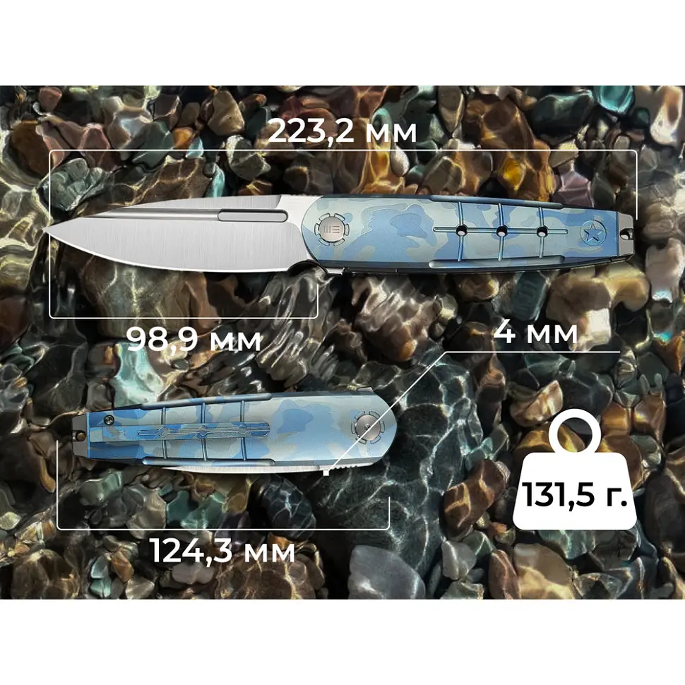 Ніж складаний туристичний Weknife Hull (9.9 см) Bohler M390 / Titanium синій - фото 13