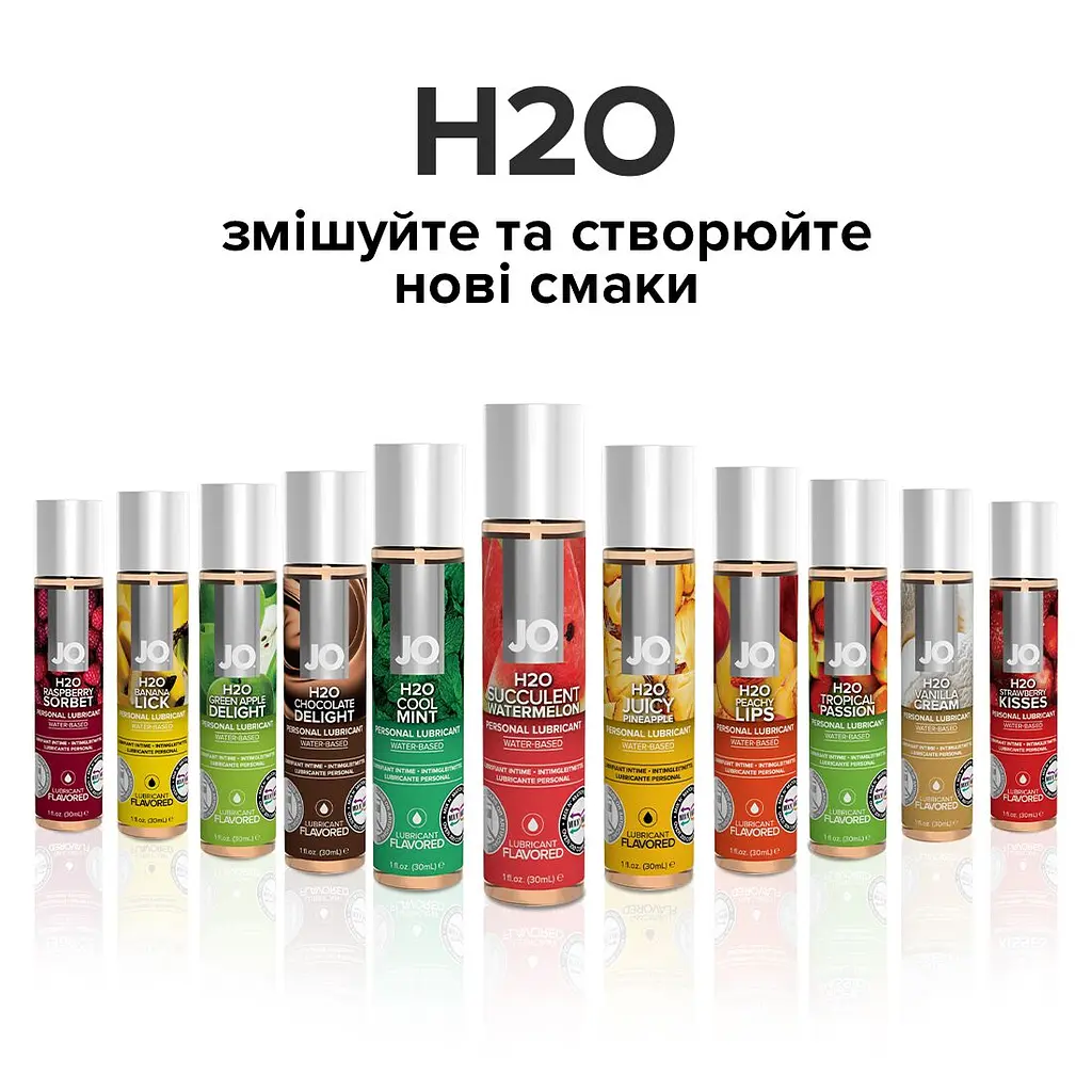 Змазка на водній основі JO H2O — Watermelon (30 мл) без цукру, рослинний гліцерин - фото 5