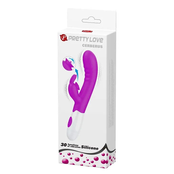 Вибратор-кролик Pretty Love Cerberus Licking Vibrator 20.6 см фиолетовый - фото 7