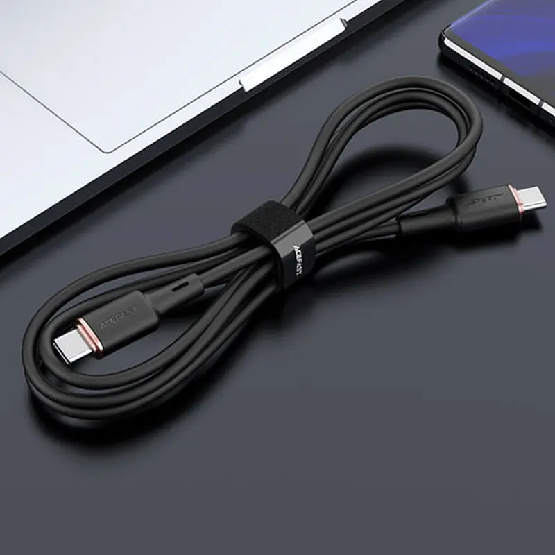 Дата кабель Acefast C2-03 USB-C to USB-C zinc alloy silicone (1.2m) Black - фото 4