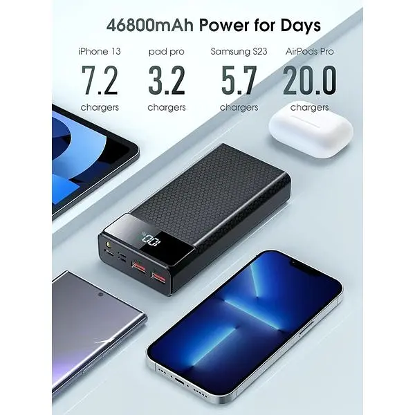 Портативний зарядний пристрій швидка зарядка 46800mAh PD22.5W QC 3.0 - фото 2
