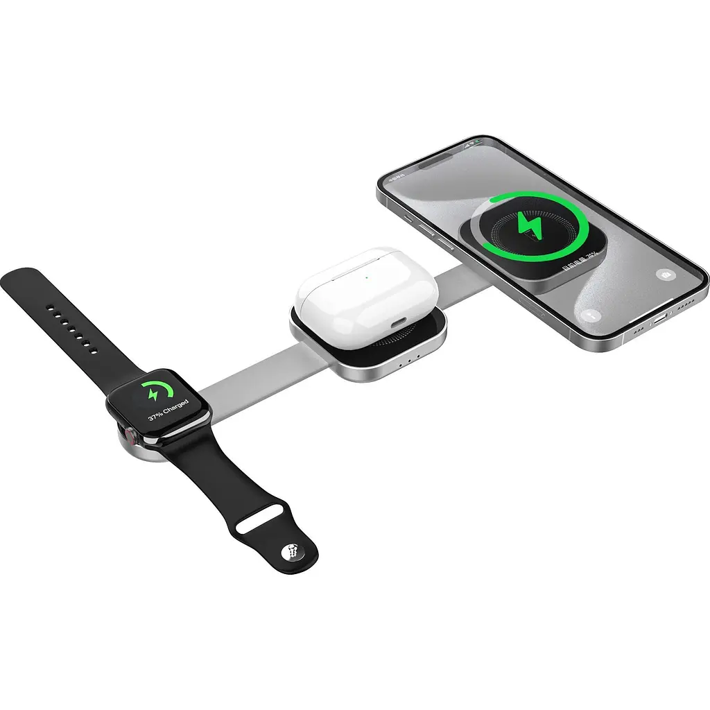 Бездротовий зарядний пристрій WiWU Planeta Trio 3in1 with MagSafe Silver (Wi-W031) [149148] - фото 3