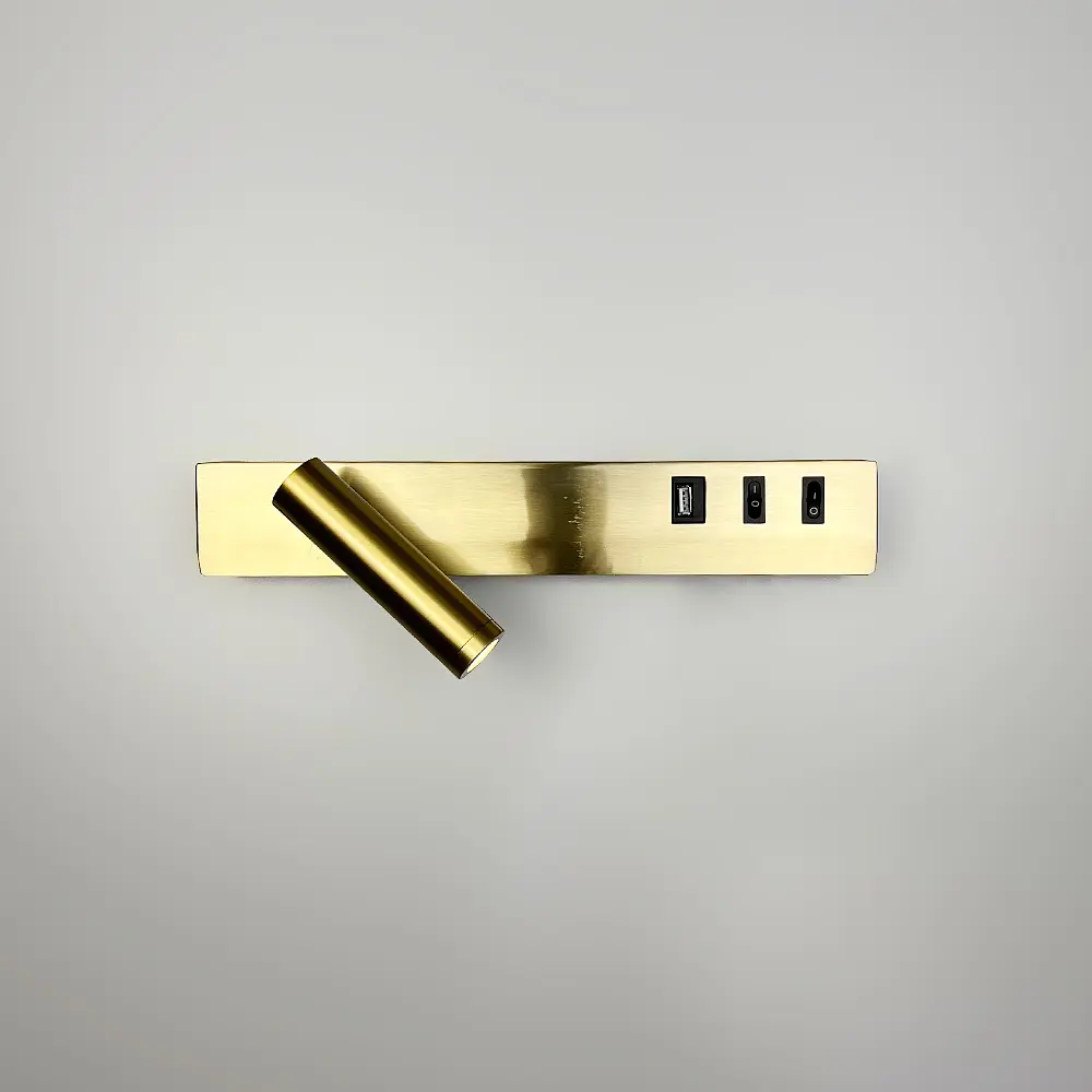 Латунная бра Line F с поворотным спотом слева + разъем USB Арт. WJ028/2 R AB (правый) - фото 5