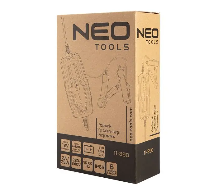 Зарядное устройство для 2А/35Вт 4-60А·ч для STD/AGM/GEL Neo Tools avt0001187 - фото 3