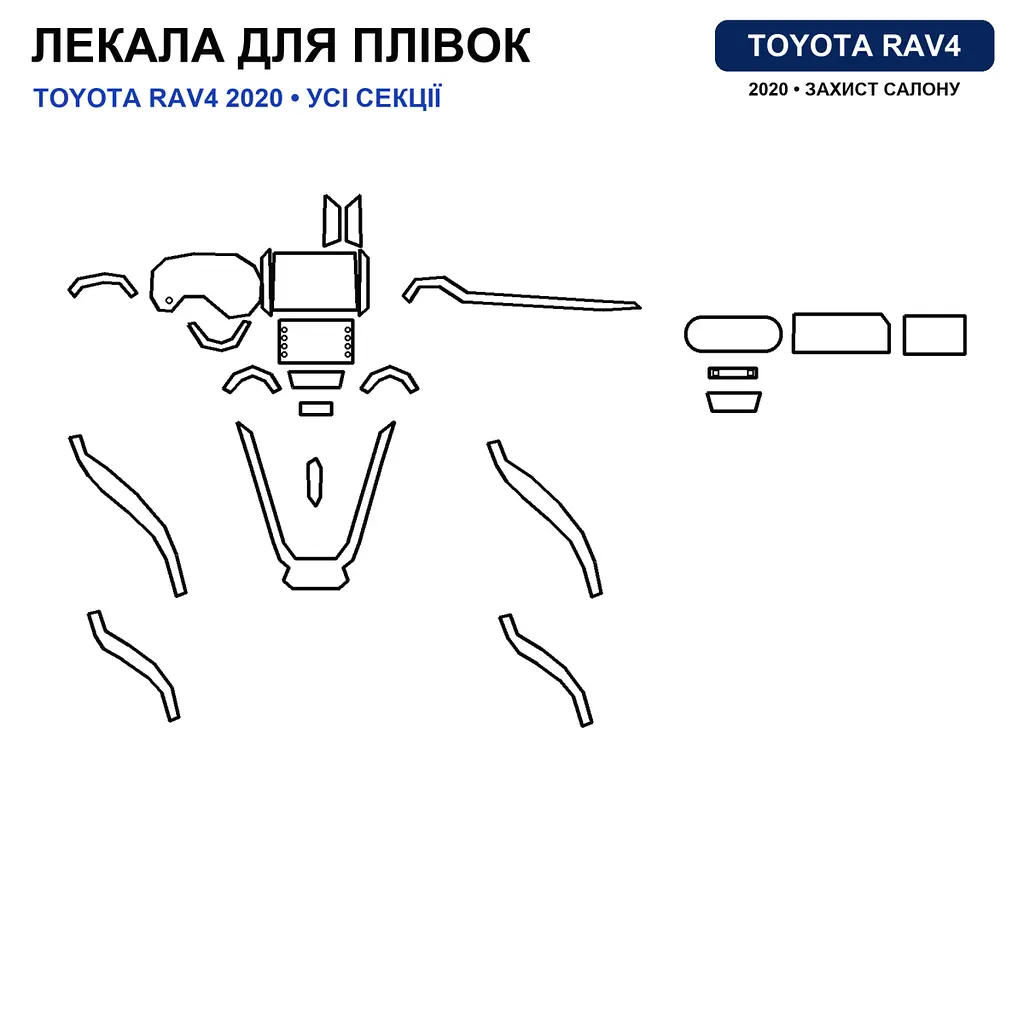 Набір Плівок захисних для салону Toyota RAV4 V (XA50) 2018-2025 TPH (Кансолі Дисплея Ручок) Тип 3 - фото 2