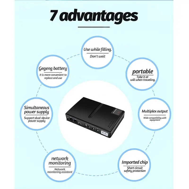 ИБП UPS DC1018L POE под заменные АКБ 18650 4 шт. дизайн 2 Black - фото 5