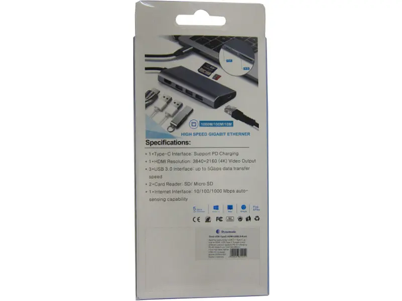 Адаптер Dynamode Dock-USB-TypeC-HDMI-USB3.0-RJ45 - фото 8