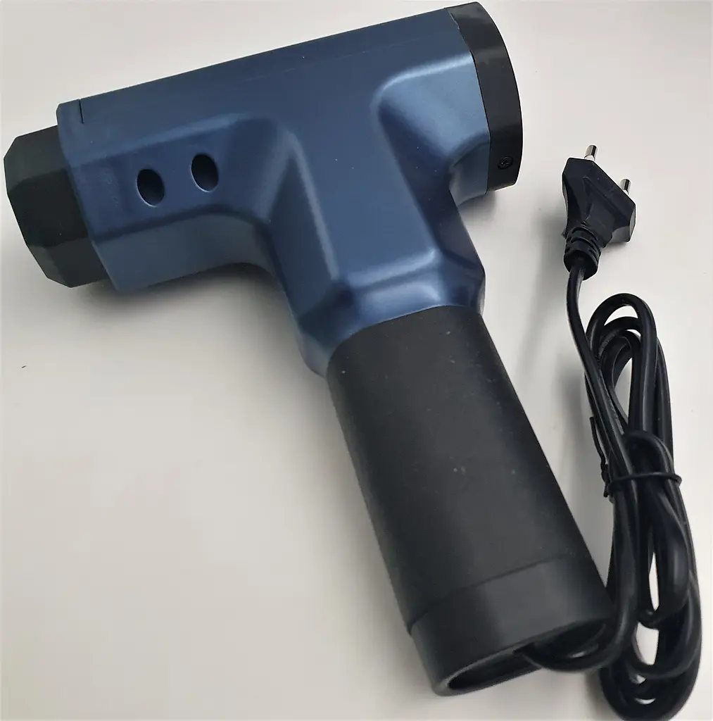 М'язовий масажер для тіла ручний 220V портативний 4 насадки Fascial Gun RF-709 синій - фото 5