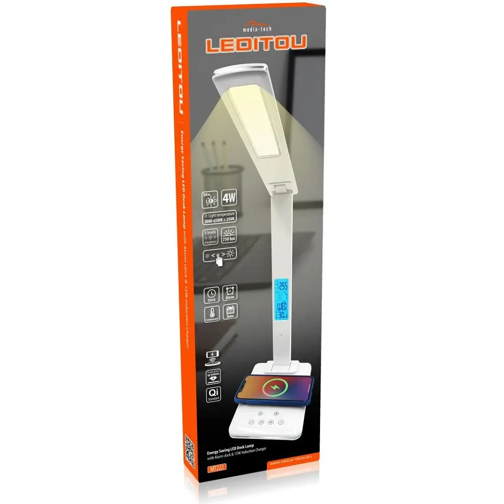 LED лампа настільна Media-Tech LEDITOU MT222, 4W 6500K, 15W QI з вбудованим WRL, біла (MT222) - фото 6
