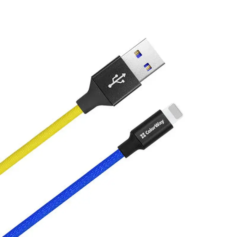 Дата кабель USB 2.0 AM to Lightning 1.0m National ColorWay (CW-CBUL052-BLY) - фото 2