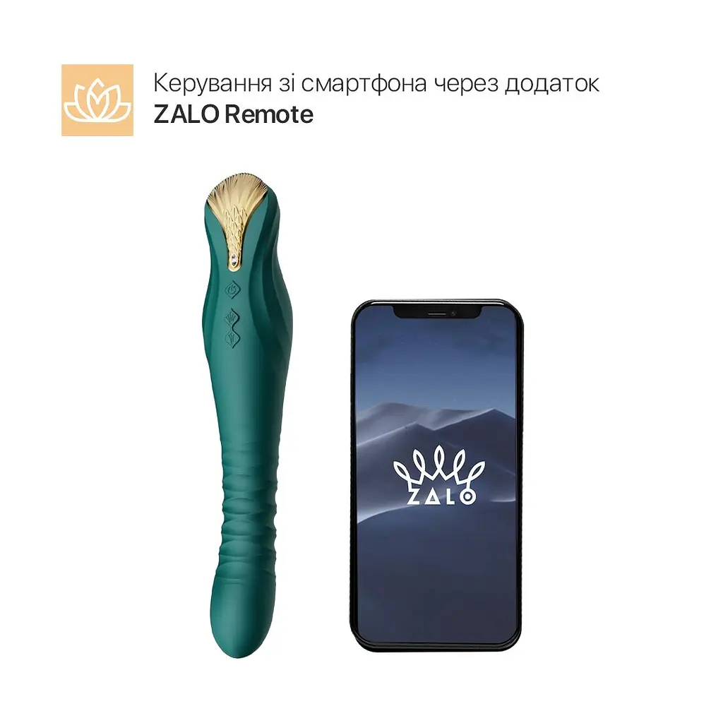 Смартвібратор-пульсатор Zalo - King Turquoise Green, кристал Swarovski - фото 2