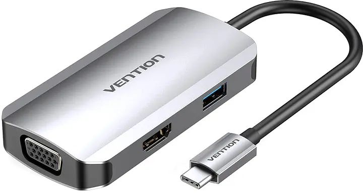 Док-станція USB3.1 Type-C --> HDMI/VGA/USB 3.0/PD 100W Hub 4-in-1 Vention - фото 2