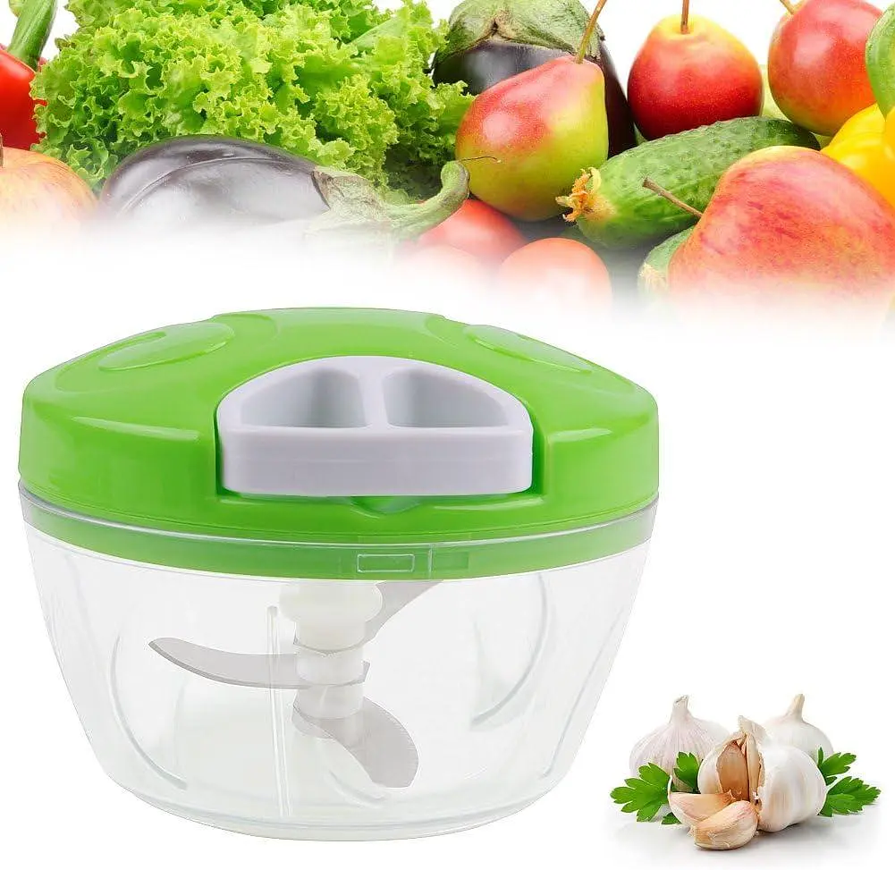 Універсальна ручна овочерізка подрібнювач із піддоном Easy Spin Cutter, Kitchen Master Салатовий 85348 - фото 5