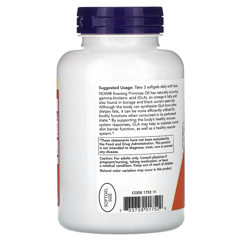 Жирні кислоти NOW Evening Primrose Oil 500 mg, 250 капсул - фото 3