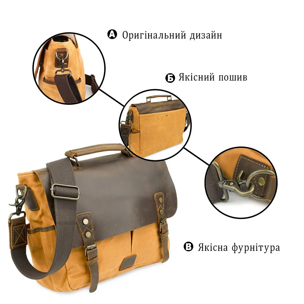 Діловий портфель у поєднанні зі шкірою 20120 Vintage рудий - фото 4
