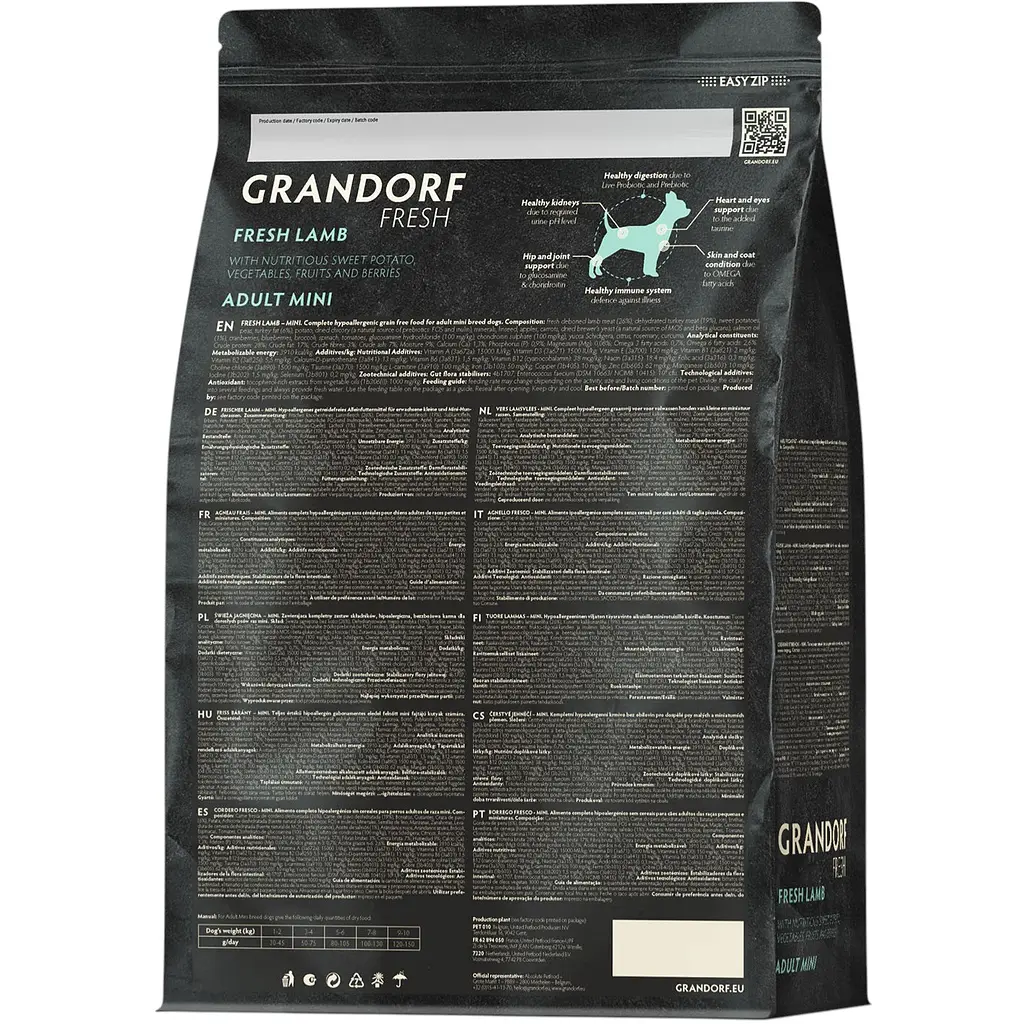 Сухий беззерновий корм для дорослих собак малих порід Grandorf Fresh Lamb & Sweet Potato Adult Dog Mini  з ягням та бататом 3 кг - фото 2