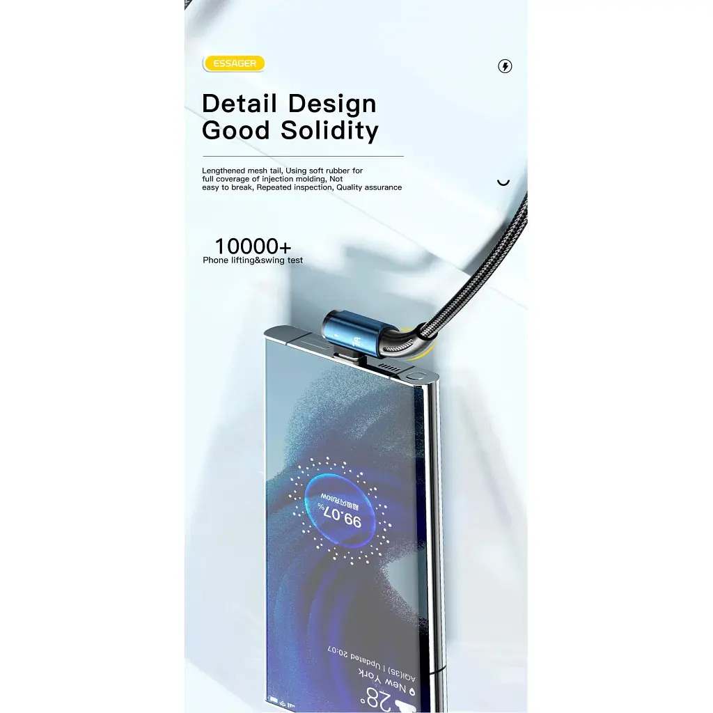 Дата кабель USB 2.0 AM to USB-C 1.0m 100W 90° corner black Essager (EXCWT7A-CG01-P) - фото 7