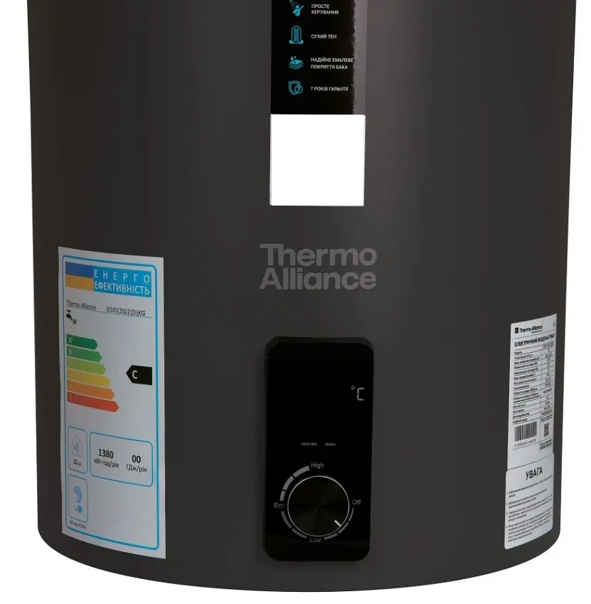 Водонагреватель электрический Thermo Alliance, 2 кВт, сухой ТЭН, 80 вертикальный, цилиндрический, черный (D80V20J3(D)KВ) - фото 3