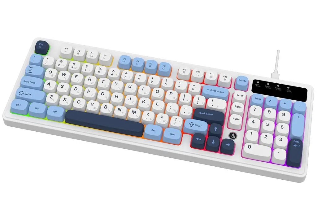 Клавіатура ігрова дротова Ajazz AF-GB-98 USB White-Blue - фото 2